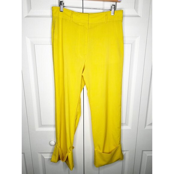 Rochas Orson Yellow Japanese Wool Cuffed Pants Women's Size IT 44